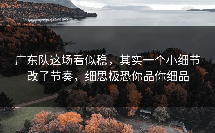 广东队这场看似稳，其实一个小细节改了节奏，细思极恐你品你细品